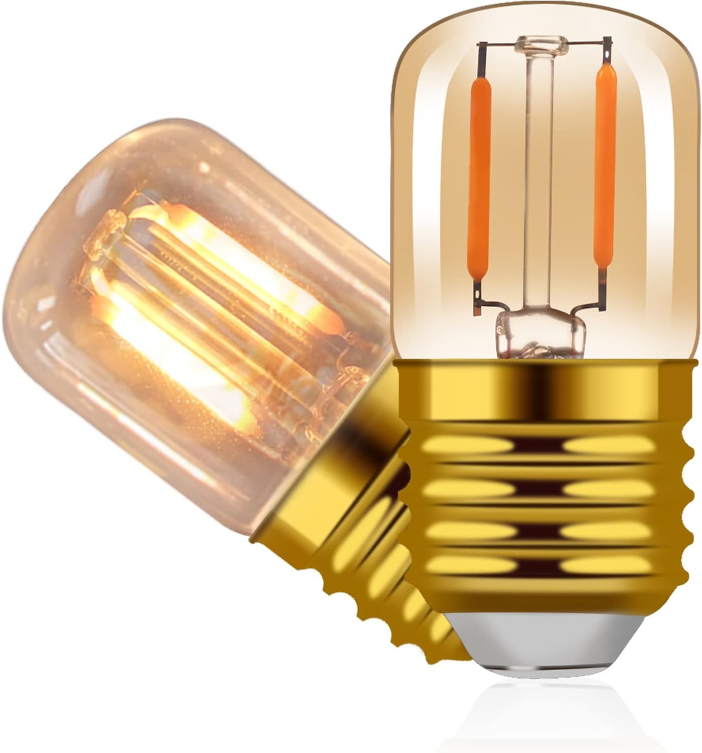 E26 LED Amber Night Light Bulbs 1W, T28 Mini Edison Tube 2 Pack