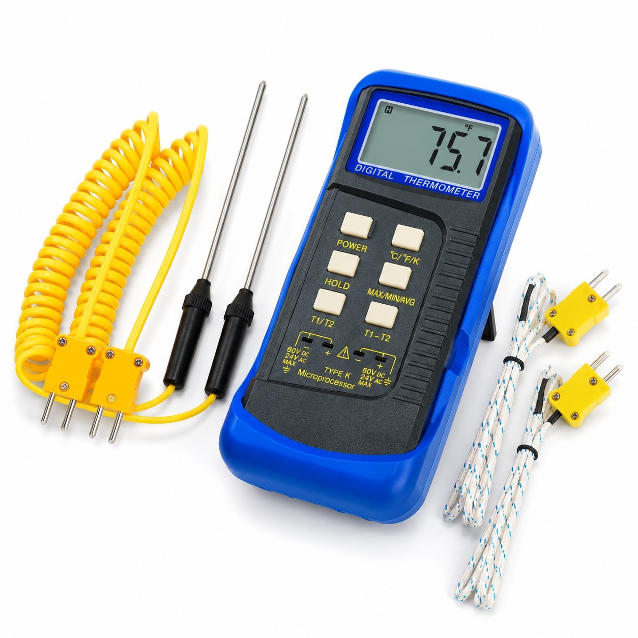 Digital K-Type Thermocouple Thermometer Dual Channel 4-Probe High Temperature