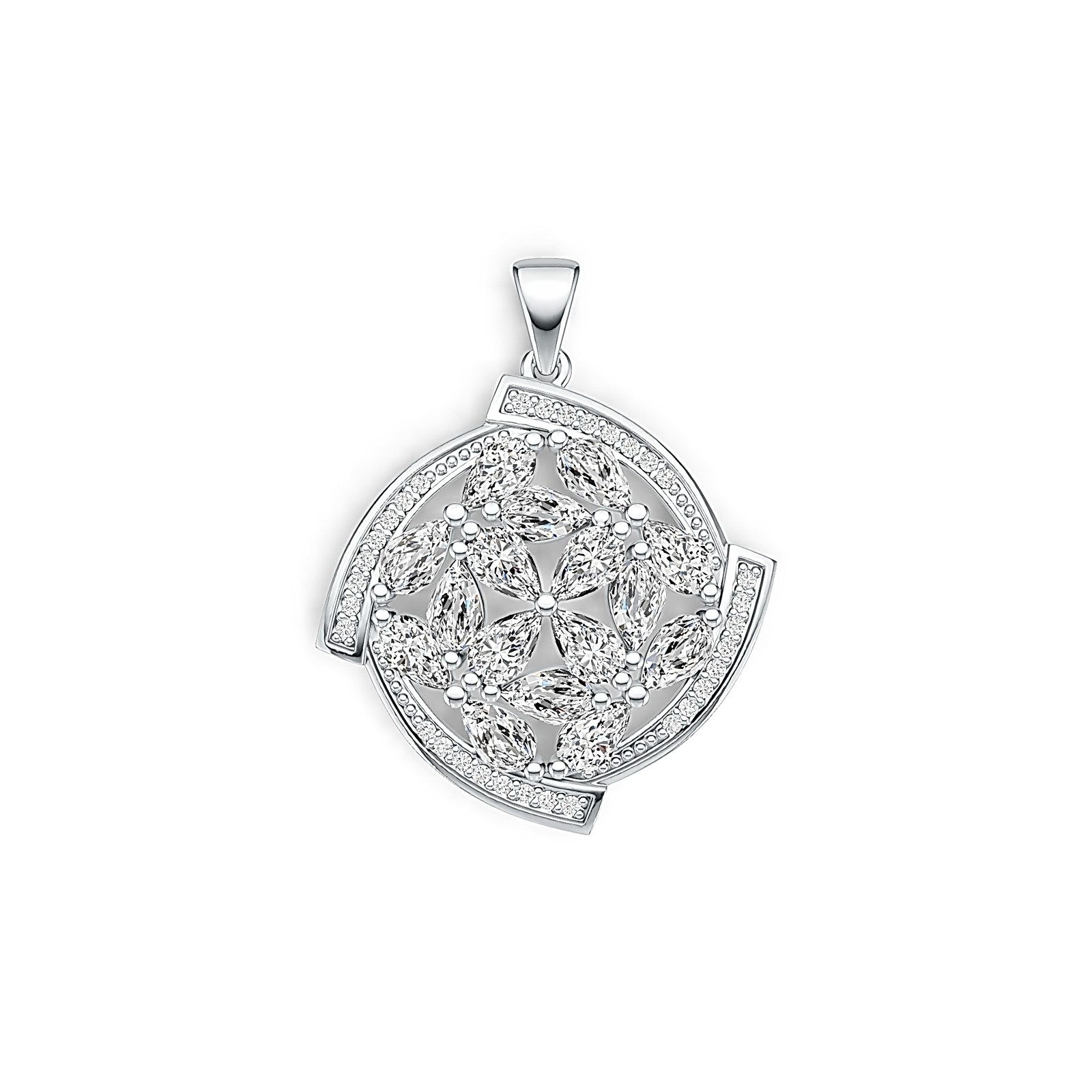 Sterling Silver Semi Mount Pendant Setting Pear PE 5X3mm with White Topaz