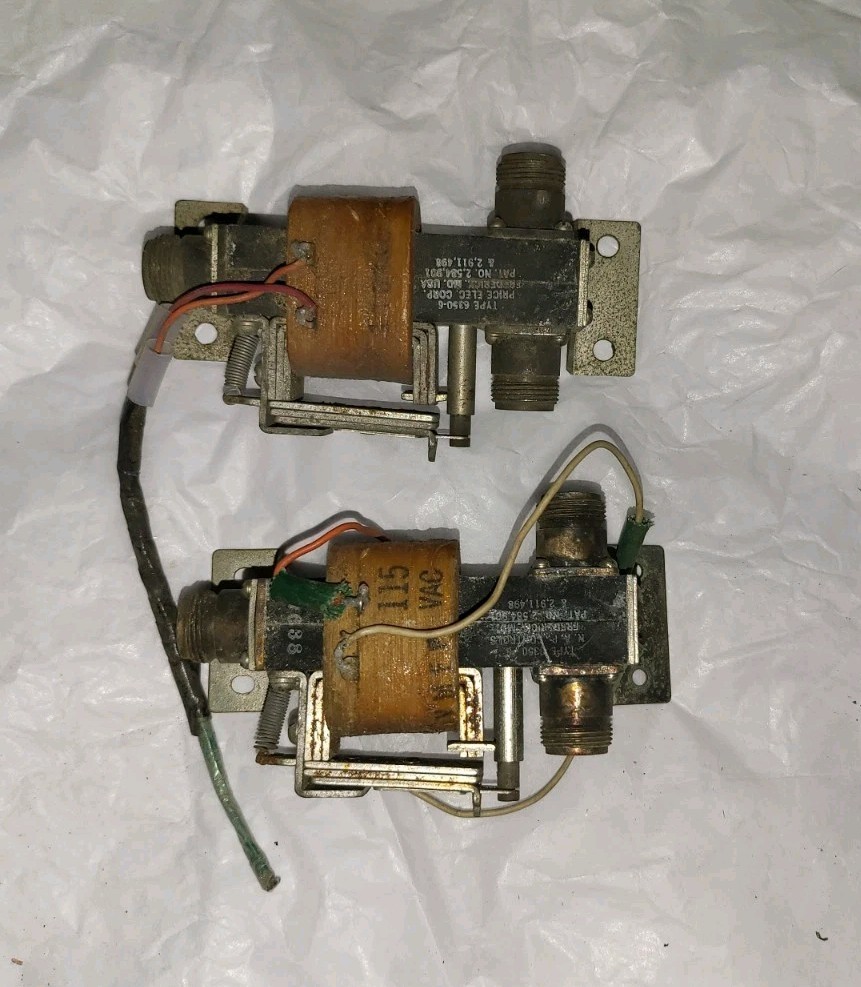 PAIR OF PRICE ELECTRIC CORP CONTROL COAX SWITCH TYPE 6350-6 COIL   ?