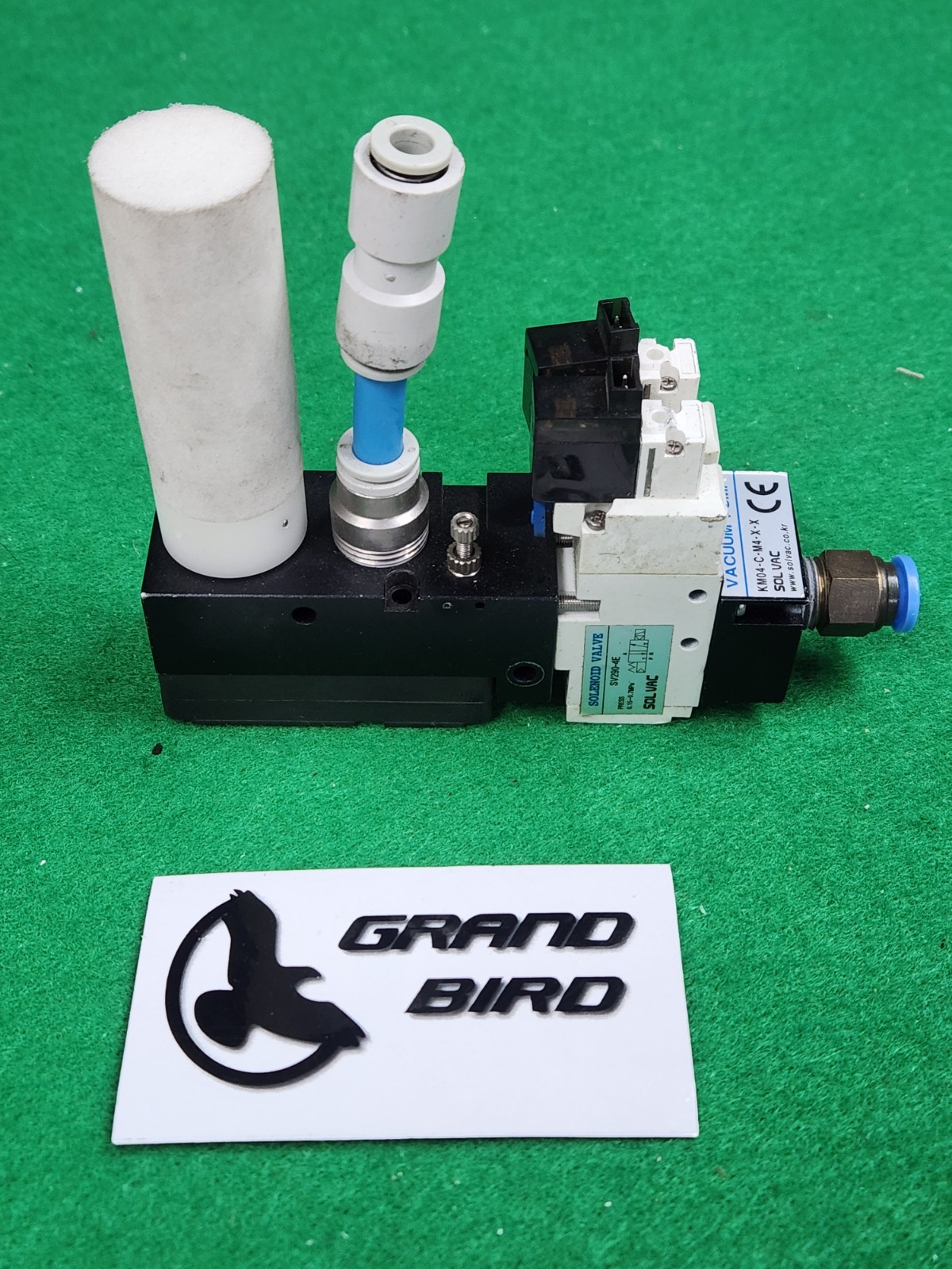 SOL VAC KM04-C-M4-X-X VACUUM PUMP w/SV290-4E SOLENOID VALVE, USED
