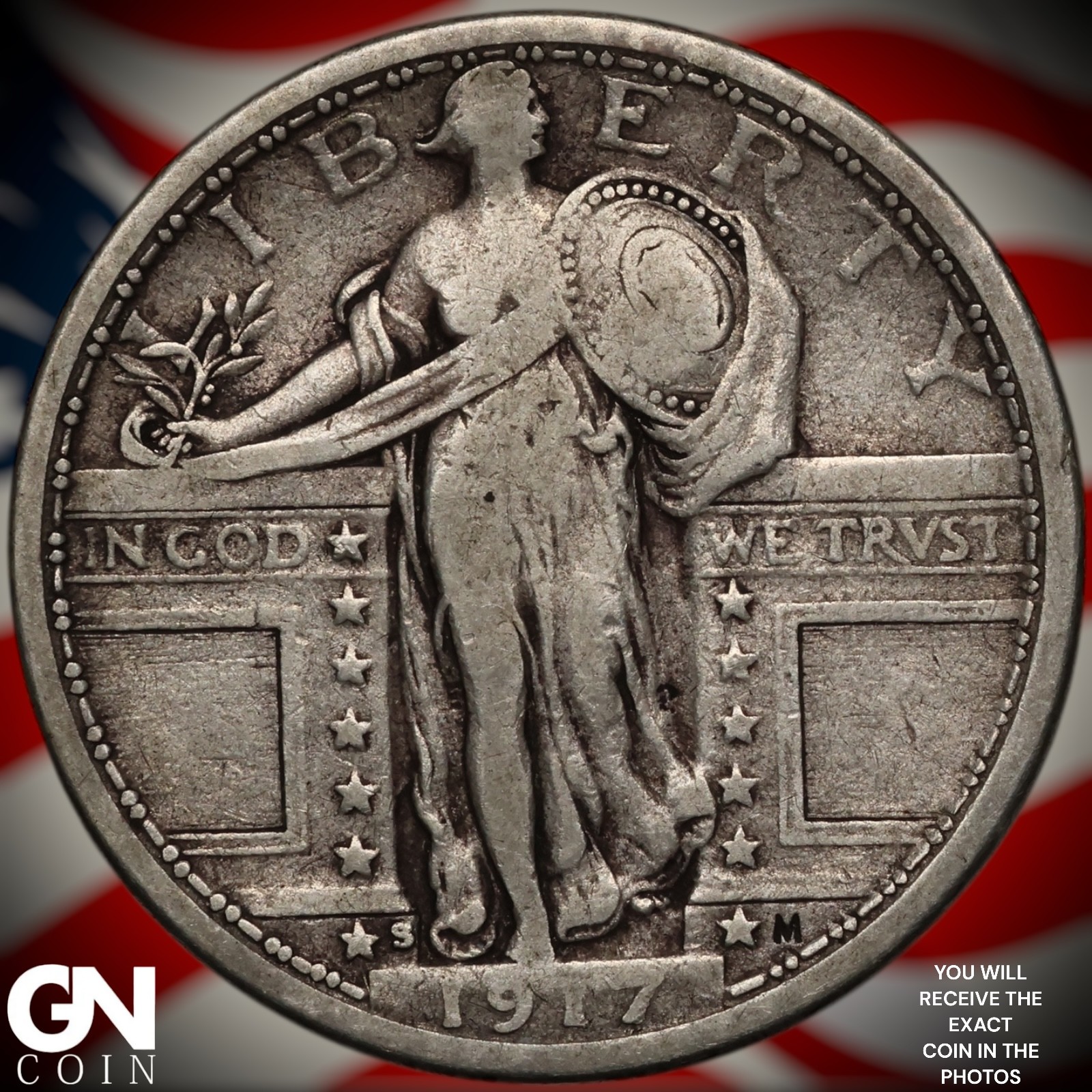 1917 S TYPE 1 Standing Liberty Quarter Z9579