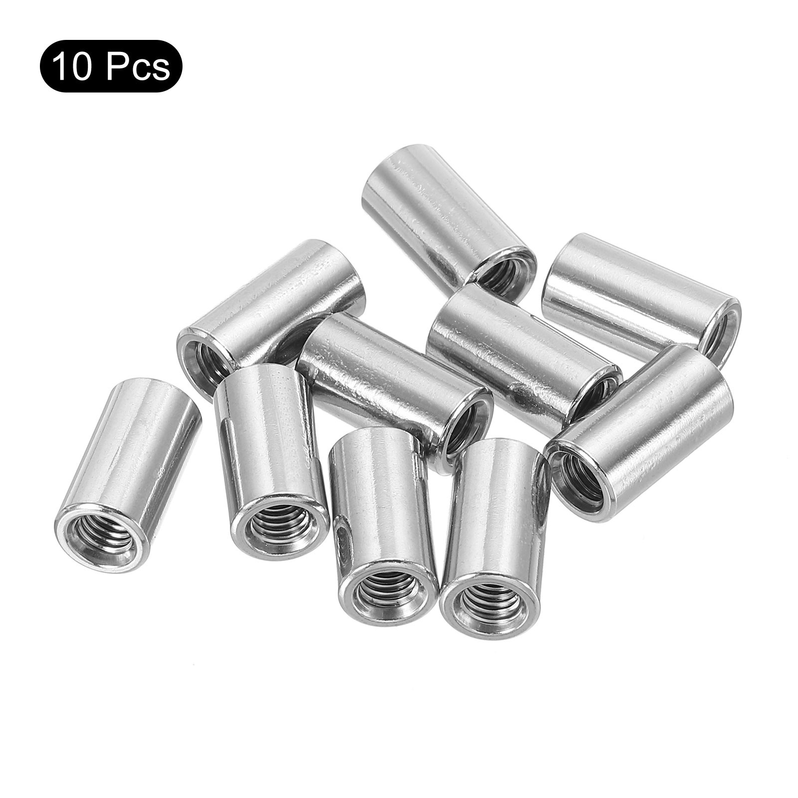 10Pcs Round Connector Nuts, M5x15x8mm Coupling Nut Sleeve Rod Bar Stud Nut