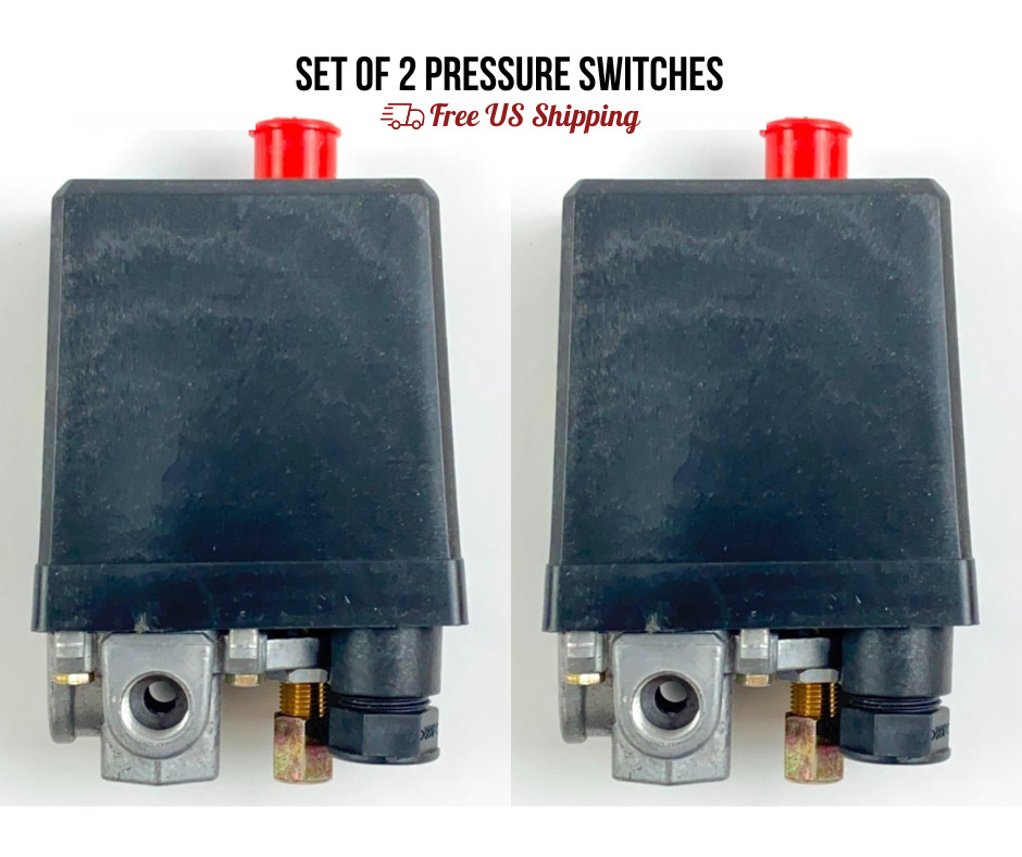 300V Air Compressor Pressure Switch 20A 12 Bar 175 PSI 4-Port Control Set of 2