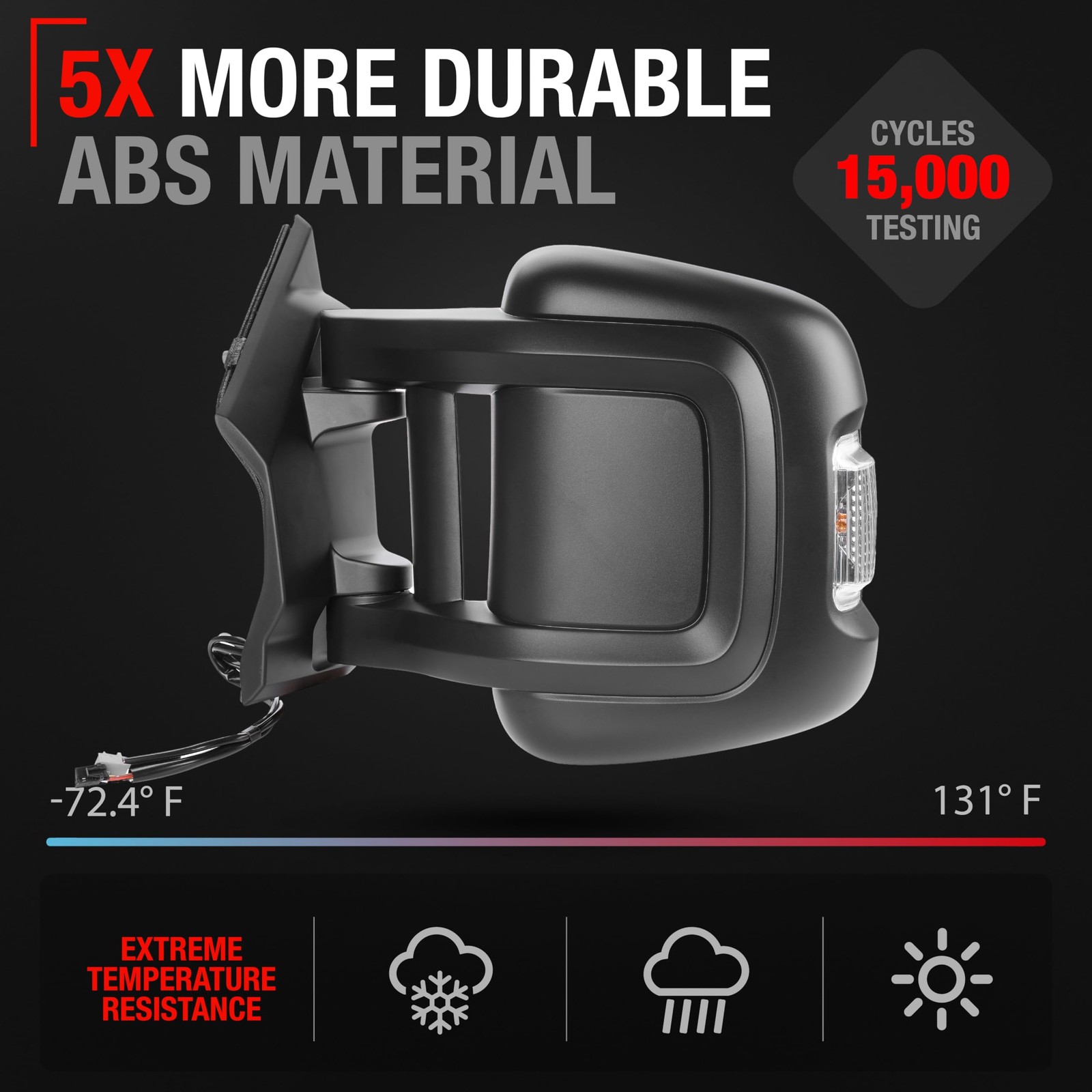Driver Side Mirror Replacement - Compatible with 2014-2024 Ram Promaster - Po...