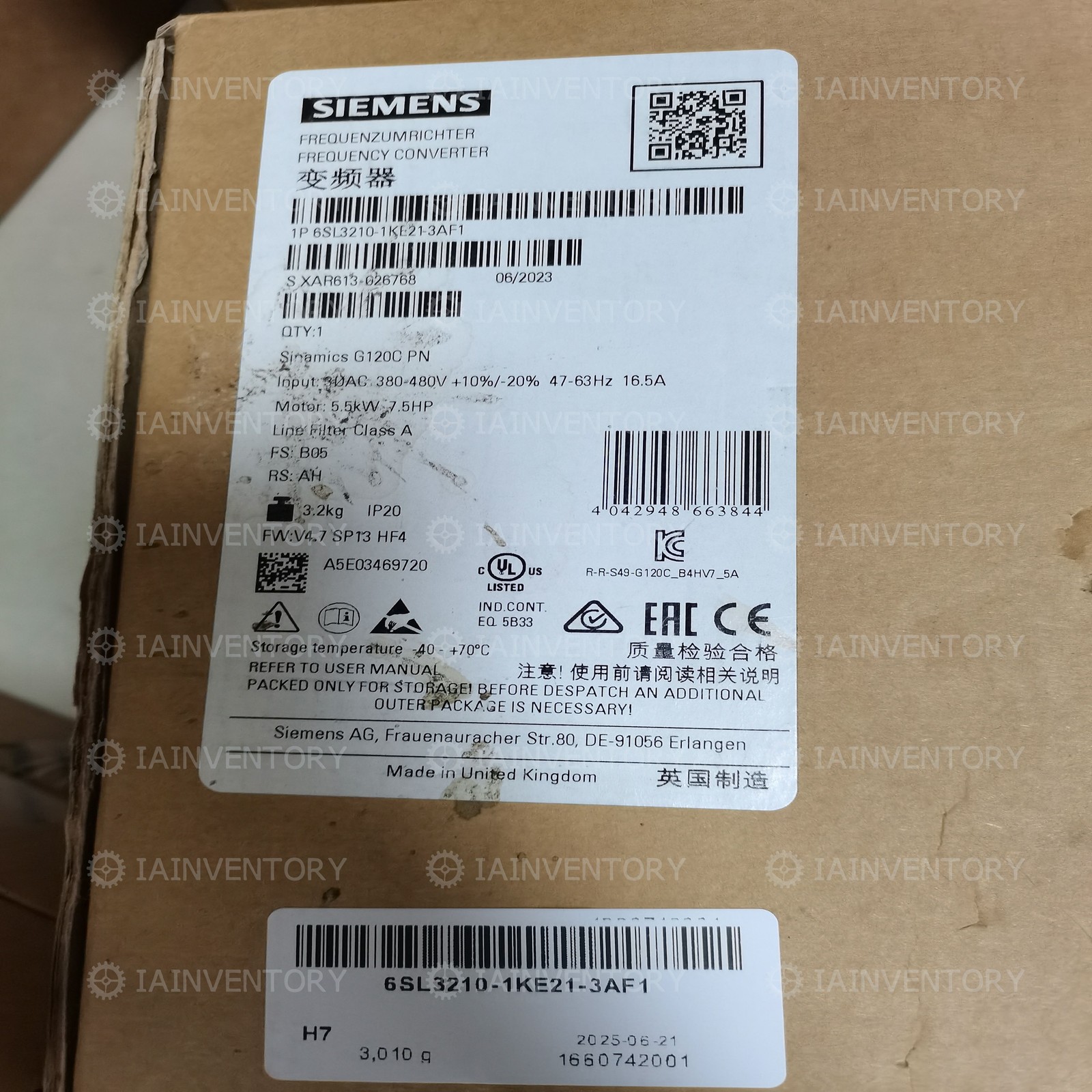 US STOCK NEW in Box Siemens SINAMICS G120 6SL3210-1KE21-3AF1