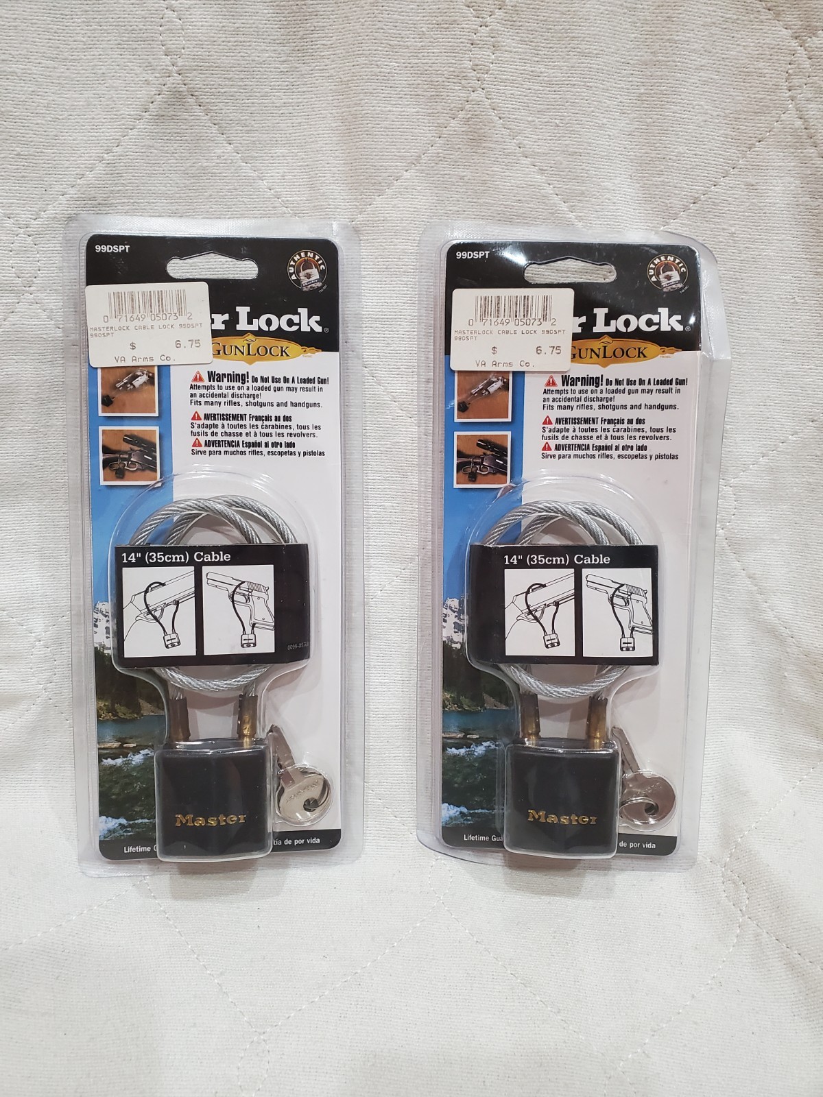Lot Of 2 - Master Lock 99DSPT Gun Lock Padlock, 14 inch Cable New
