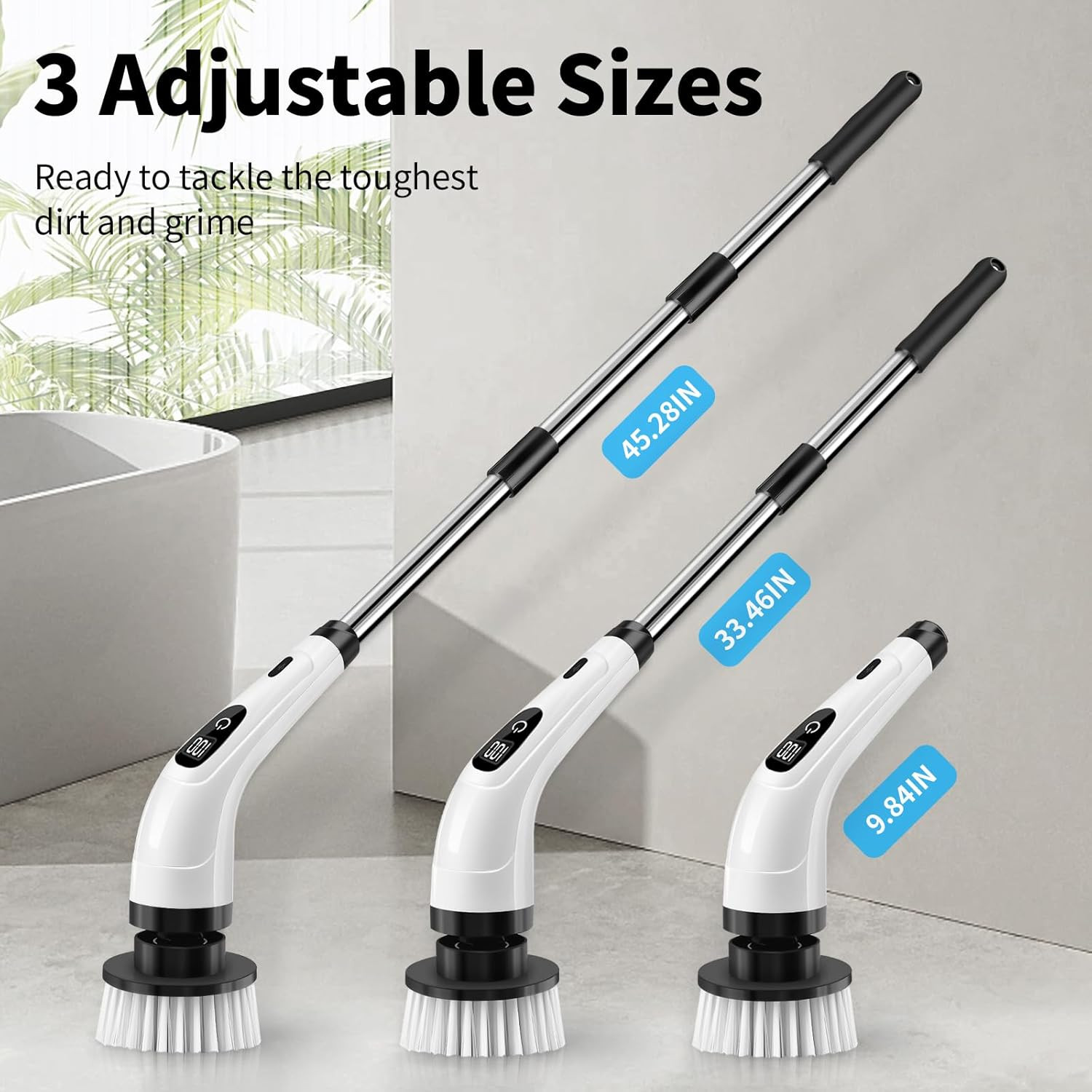 Electric Spin Scrubber, Cordless Cleaning Brush with 8 Replaceable Brush Heads,