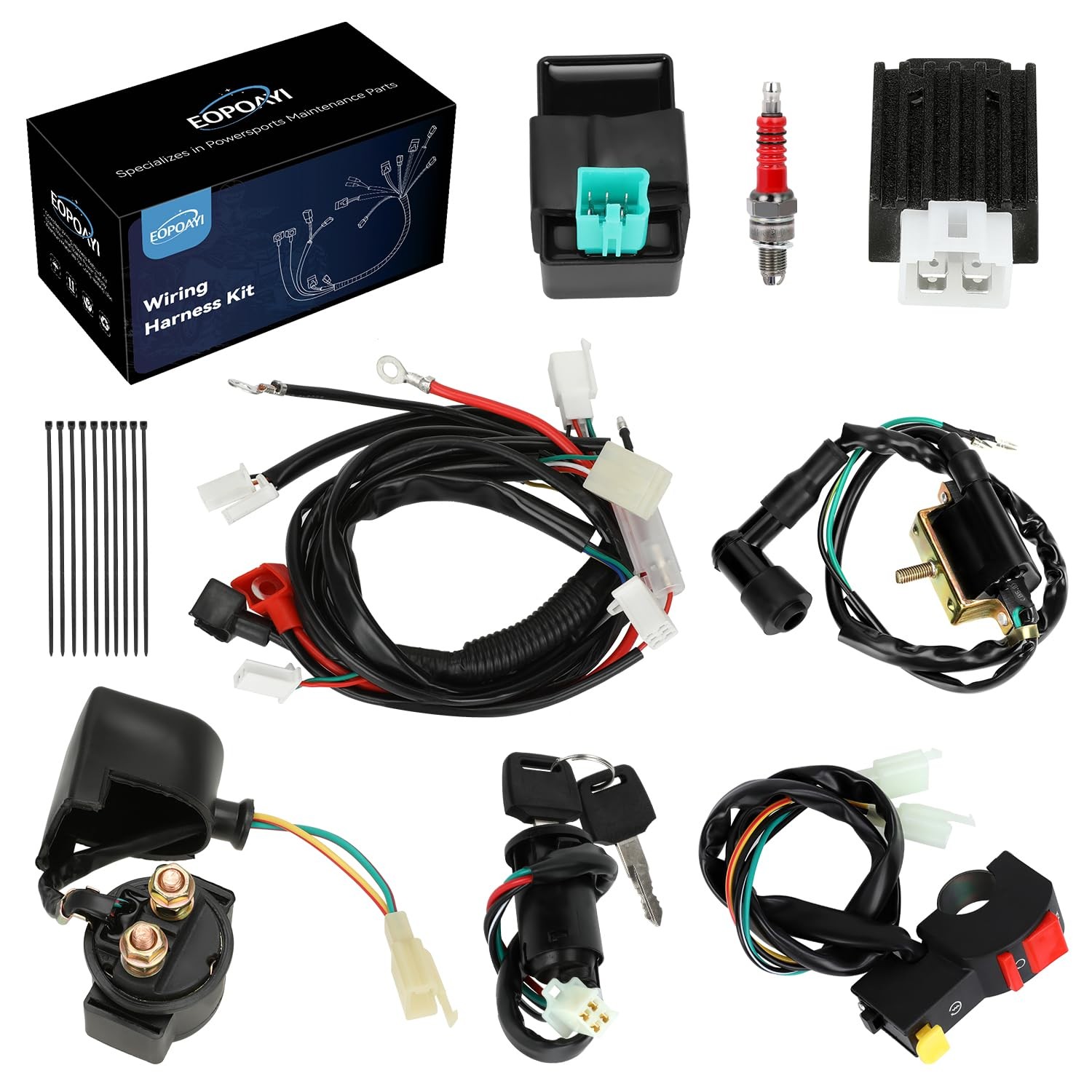 Pit Bike Wiring Harness Electric Start Compatible with 50cc 70cc 90cc 110cc 125