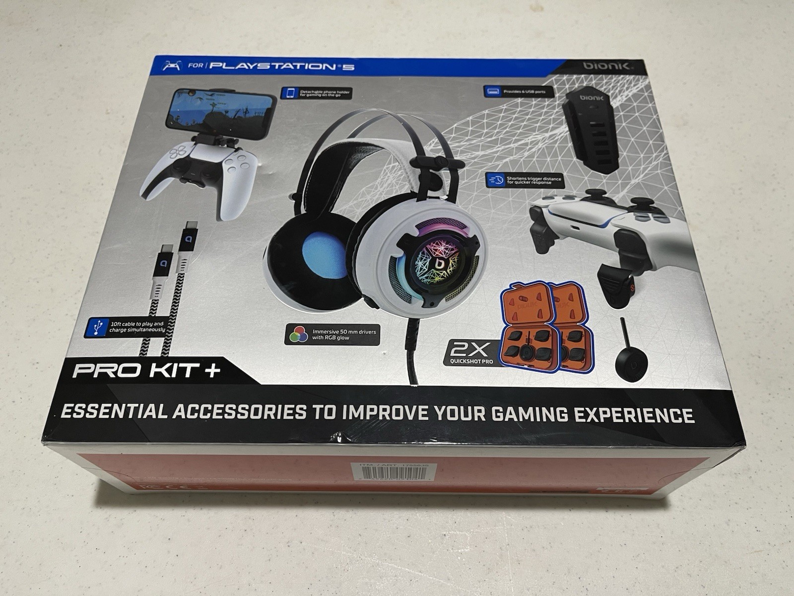 BIONIK Pro Kit + 4 Sony PlayStation 5 Gaming Headset Quickshot Pro Joystick caps