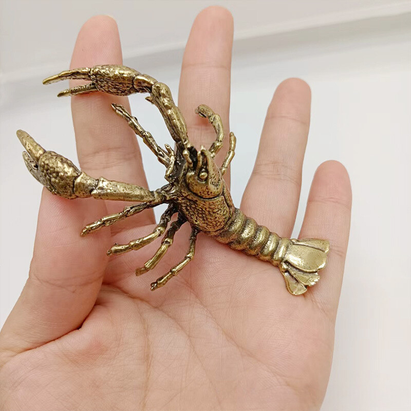 Brass Lobster Statue Animal Statue Ornament Toy Home Office Decoration Gift*