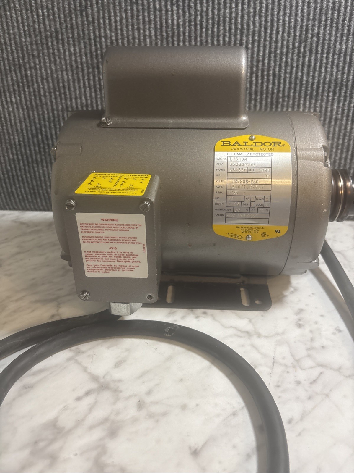 Bulldog QT Motor Baldor L1310M 1HP 115/230V 1725