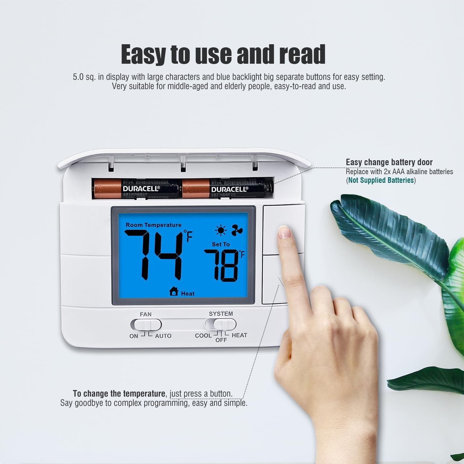 Non-Programmable thermostat with Humidity Display - Single Stage Comfort Control