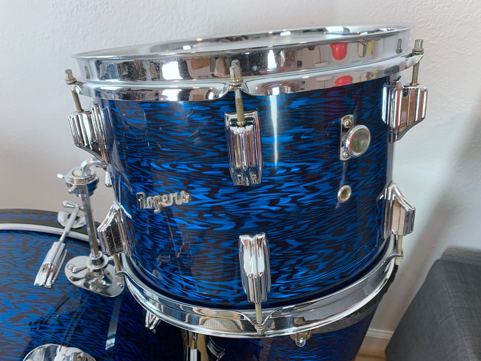 ROGERS Cleveland Buddy Rich Holiday Drum Set Blue Onyx Wood Dyna Canister Throne