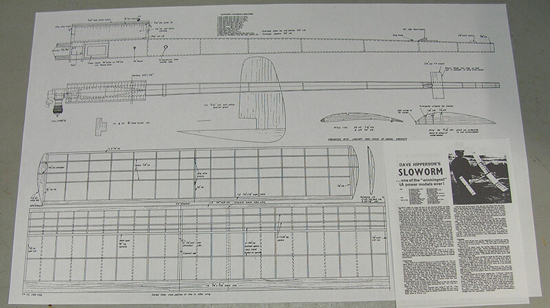 Model Airplane Plans (FF): SLOWORM 45"ws for 1/2A Engine by Dave Hipperson