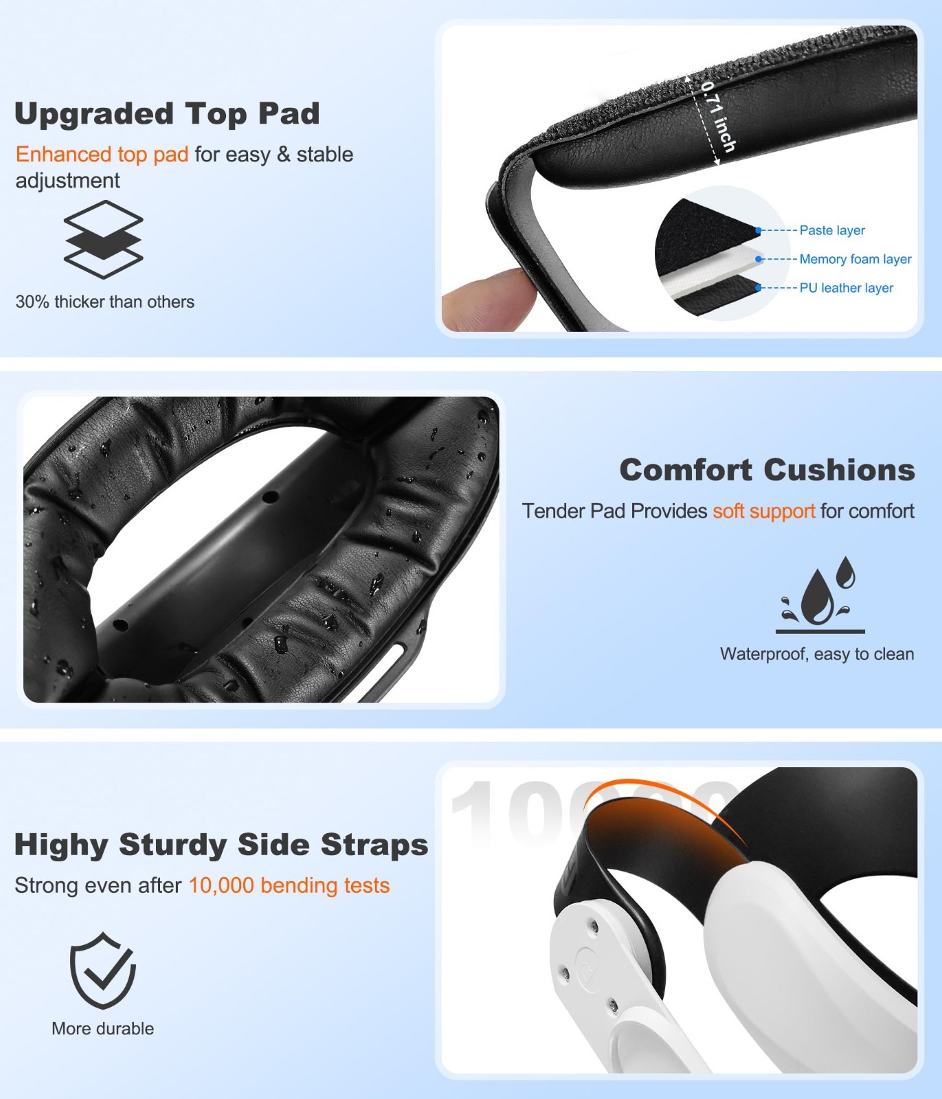 Adjustable Soft Cushion Head Strap for Meta Quest 3/2 - Lightweight VR Accessory