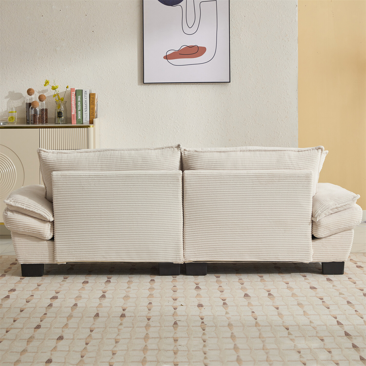 Modern Loveseat Sofa 2-Seater Couch Corduroy Upholstered Sofa for Living Room