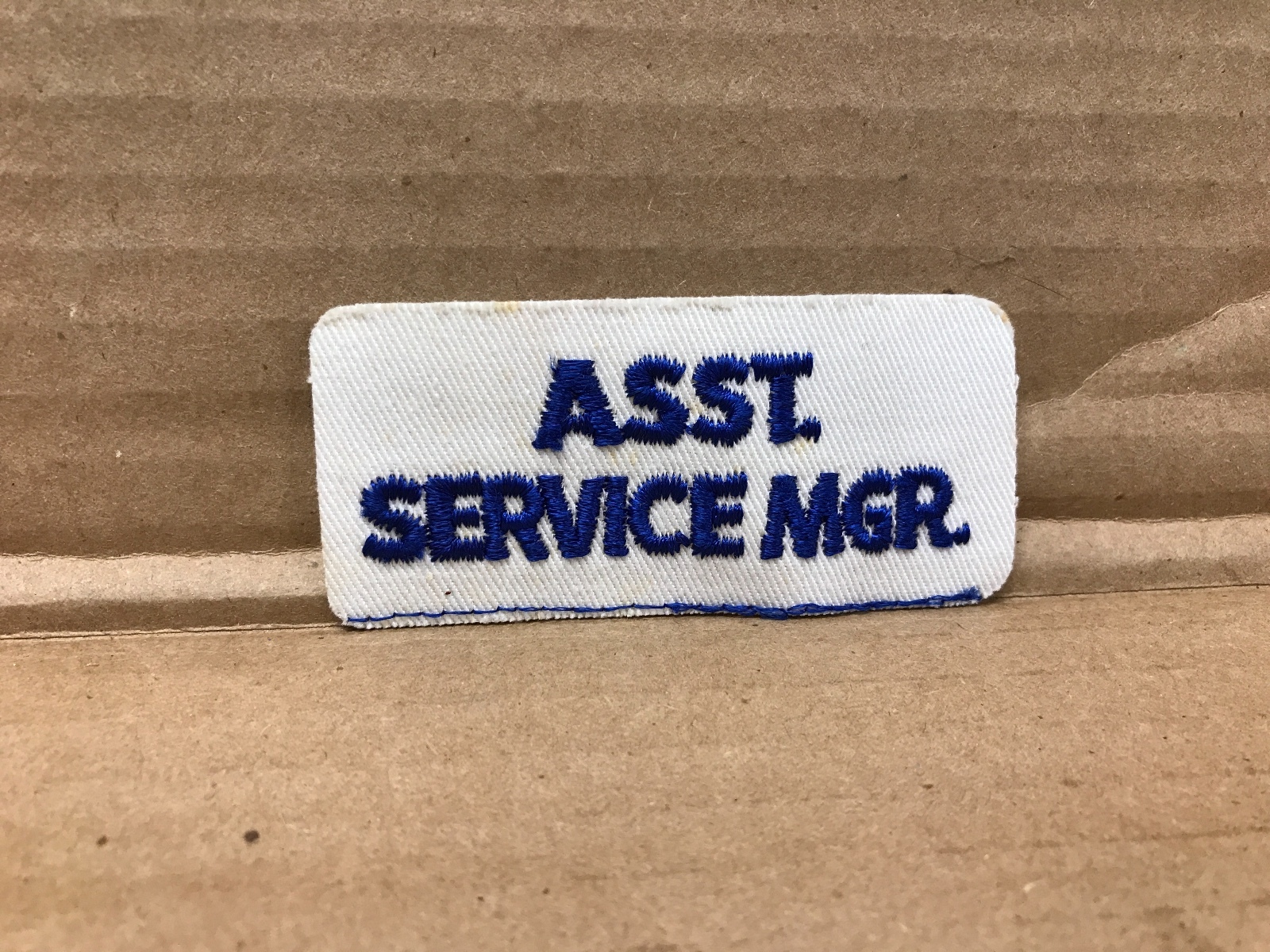 VINTAGE ORIGINAL EMBROIDERED ASST SERVICE MGR JACKET PATCH 3.25" X 1.5"