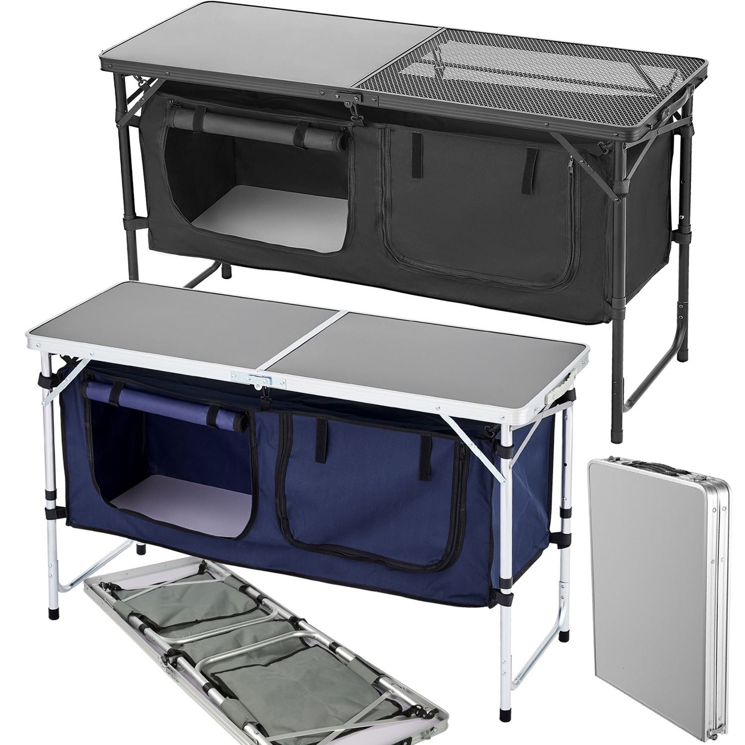 Adjustable Camping Kitchen Station BBQ Picnic Folding Outdoor Camp Cooking Table