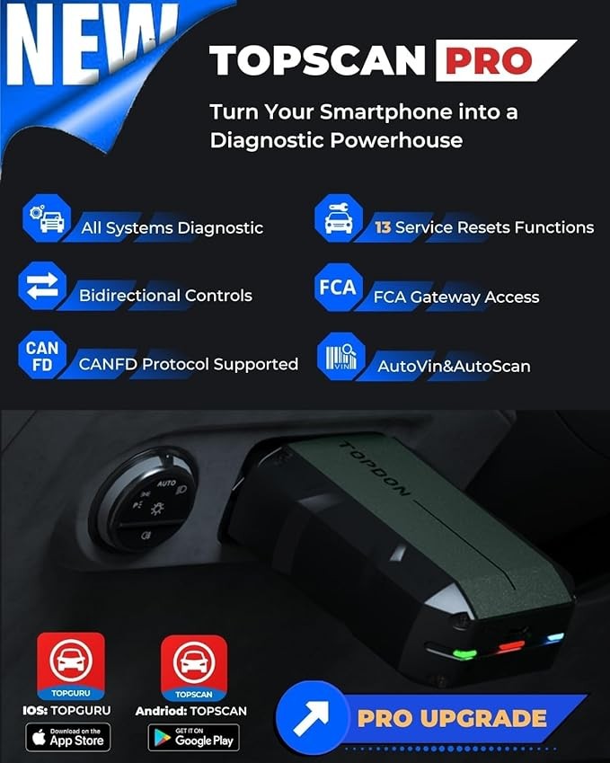 TOPDON Topscan PRO Bidirectional Bluetooth OBD2 Scanner IMMO Key Programmer Auto