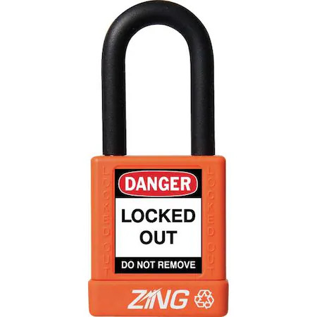 Zing 7043 Lockout Padlock, Keyed Alike, Aluminum, Orange, 1 1/2 In Shackle