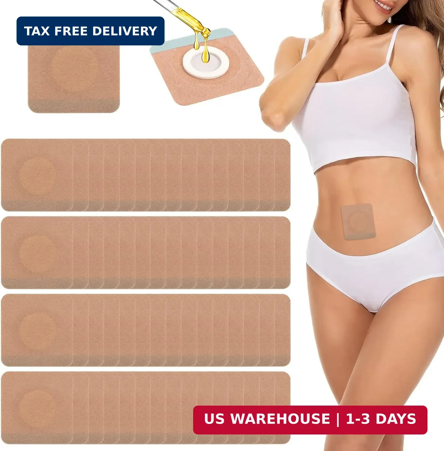 Belly Button Castor Oil Patch, 100 Pcs Disposable Belly Button Patches Organic C