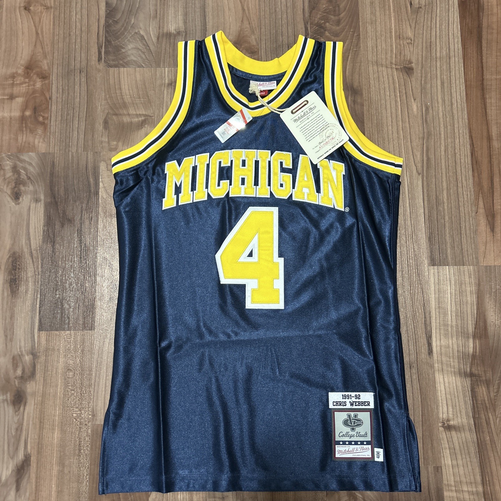 MITCHELL & NESS CHRIS WEBBER AUTHENTIC M $300 RETAIL MICHIGAN WOLVERINES JERSEY