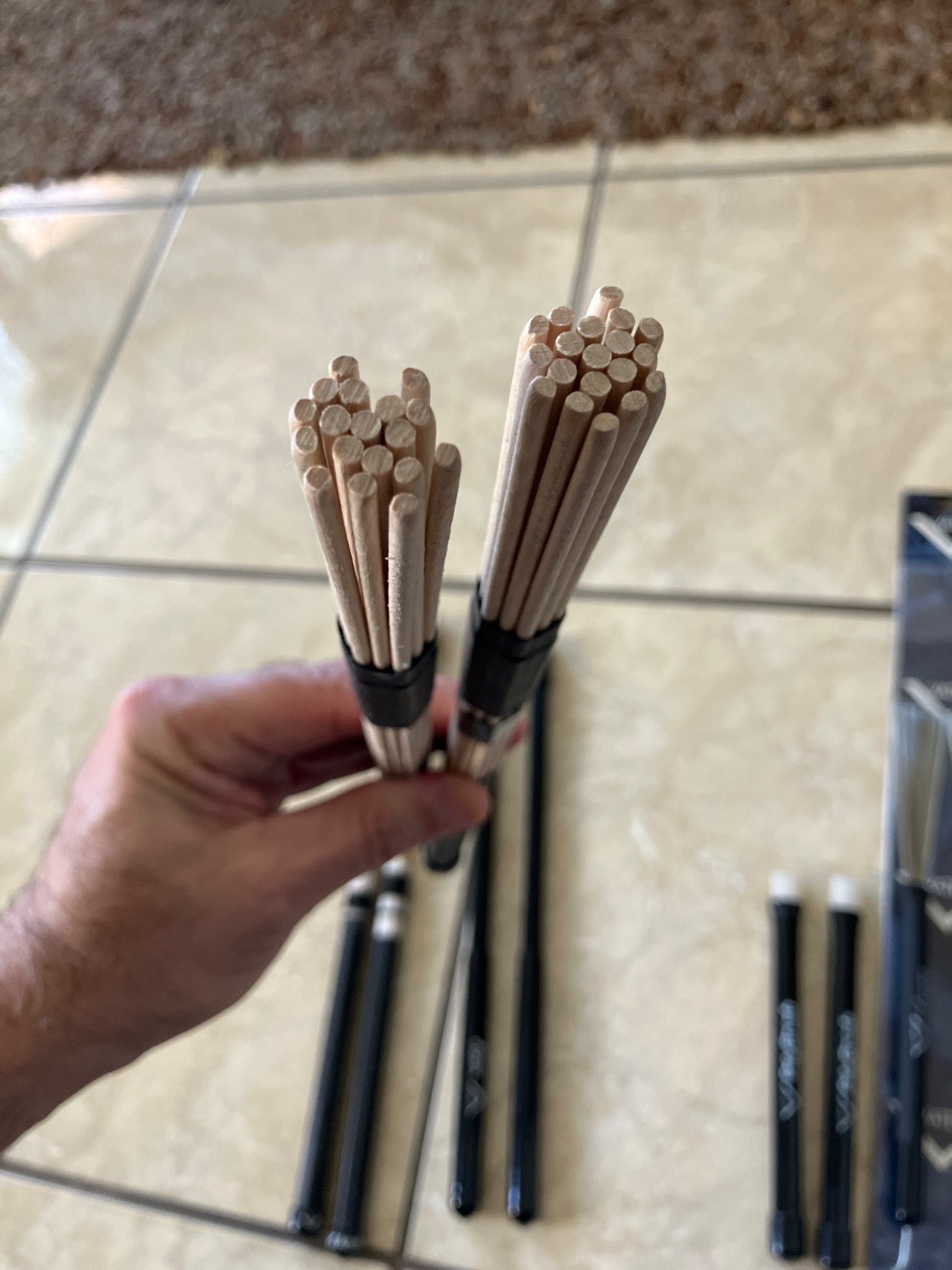 Lot of drum Vater Wire Tap, PolyBrush , whip, Acoustick, and SPL bamboo sticks