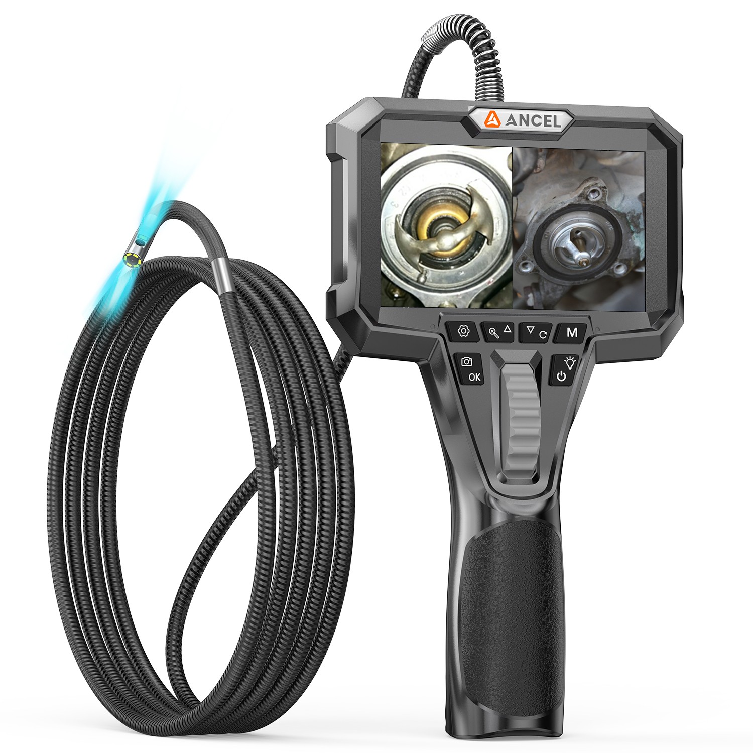 ANCEL AN302 6.5mm Articulating Endoscope Camera 4.3" Screen 1.6m Probe Borescope