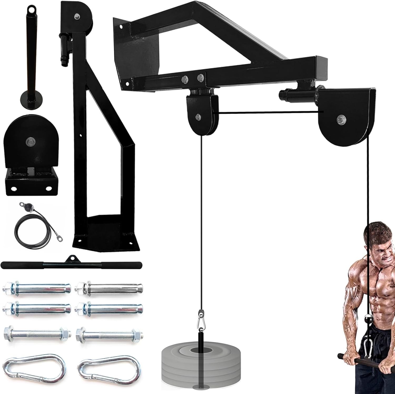 36.9" Oversized Wall Mounted Pulley System Gym LAT Pull Down Cable Attachments