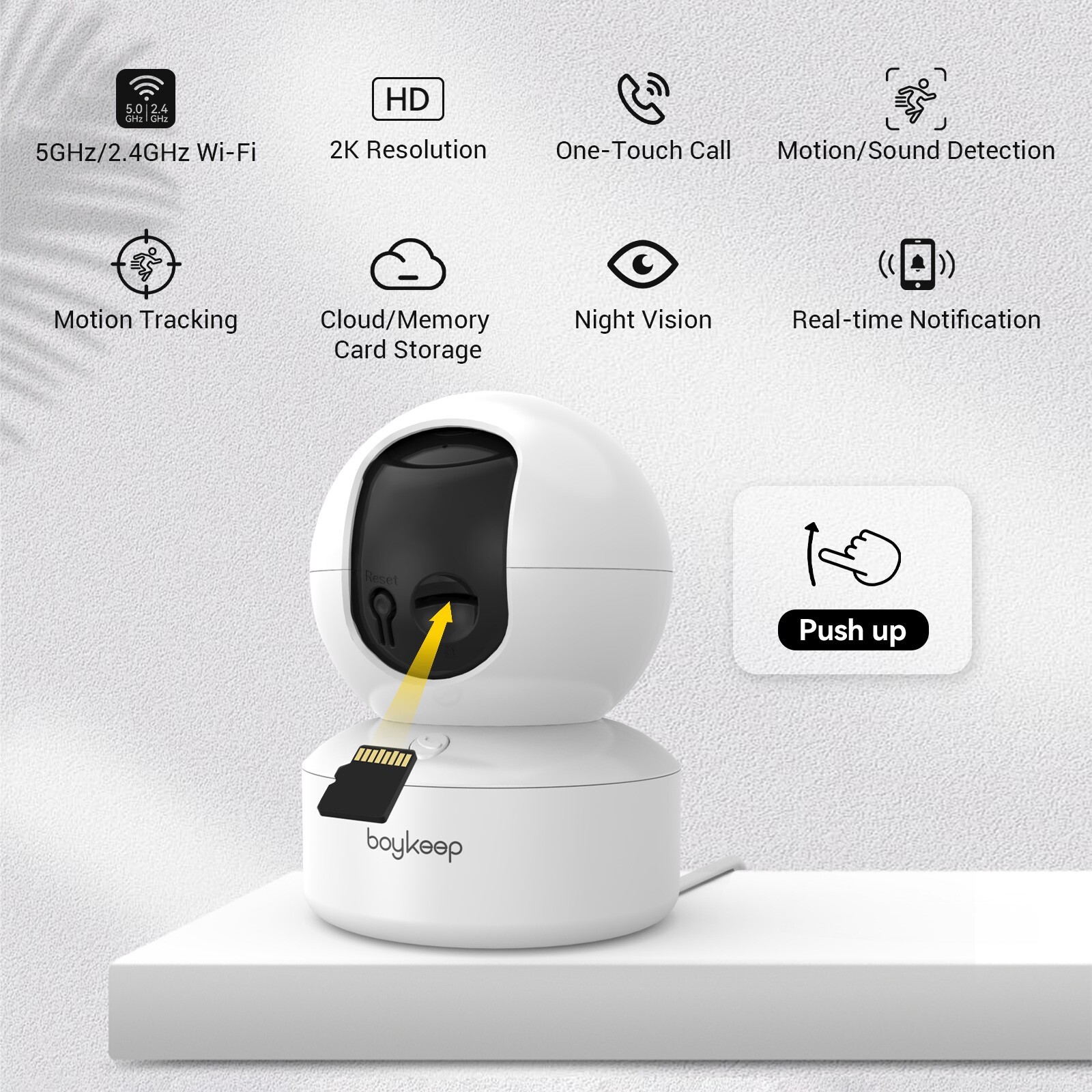 1PC Wireless 5G WiFi Security Camera 2K Smart Indoor Night Vision Wired Cam