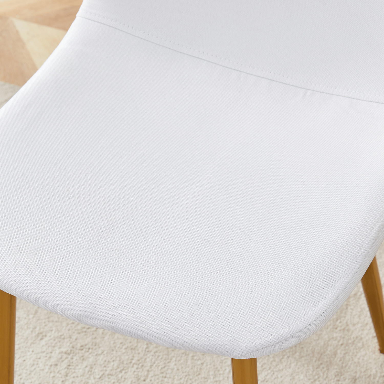 Set of 4 Modern Dining Chair Linen Upholstered Kitchen Chairs with Metal Legs