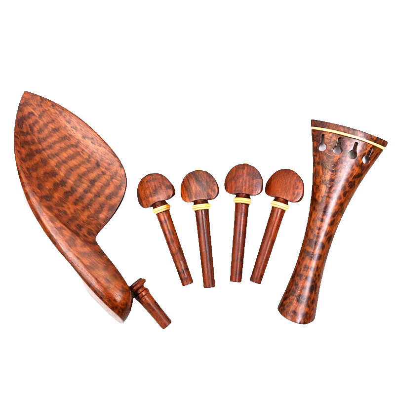 Beautiful Snake wood Violin Fittings Accessories Pegs Chinrest Tailpiece 4/4
