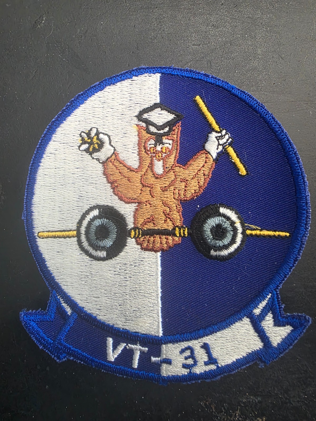 Vintage 1969 USN VT-31 Training Squadron "WISE OWLS" NOS Patch 4.75x5.5"
