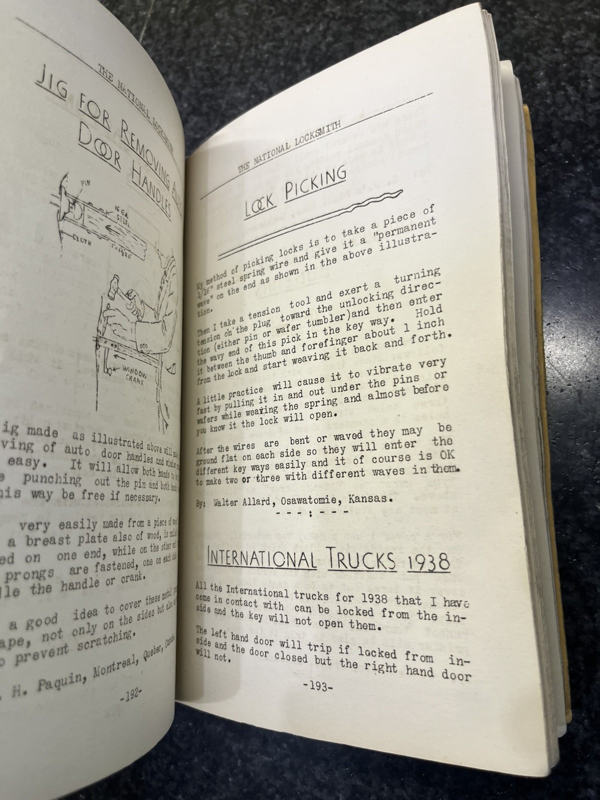 Dec 1938 The National Locksmith Hand Book Codes Book
