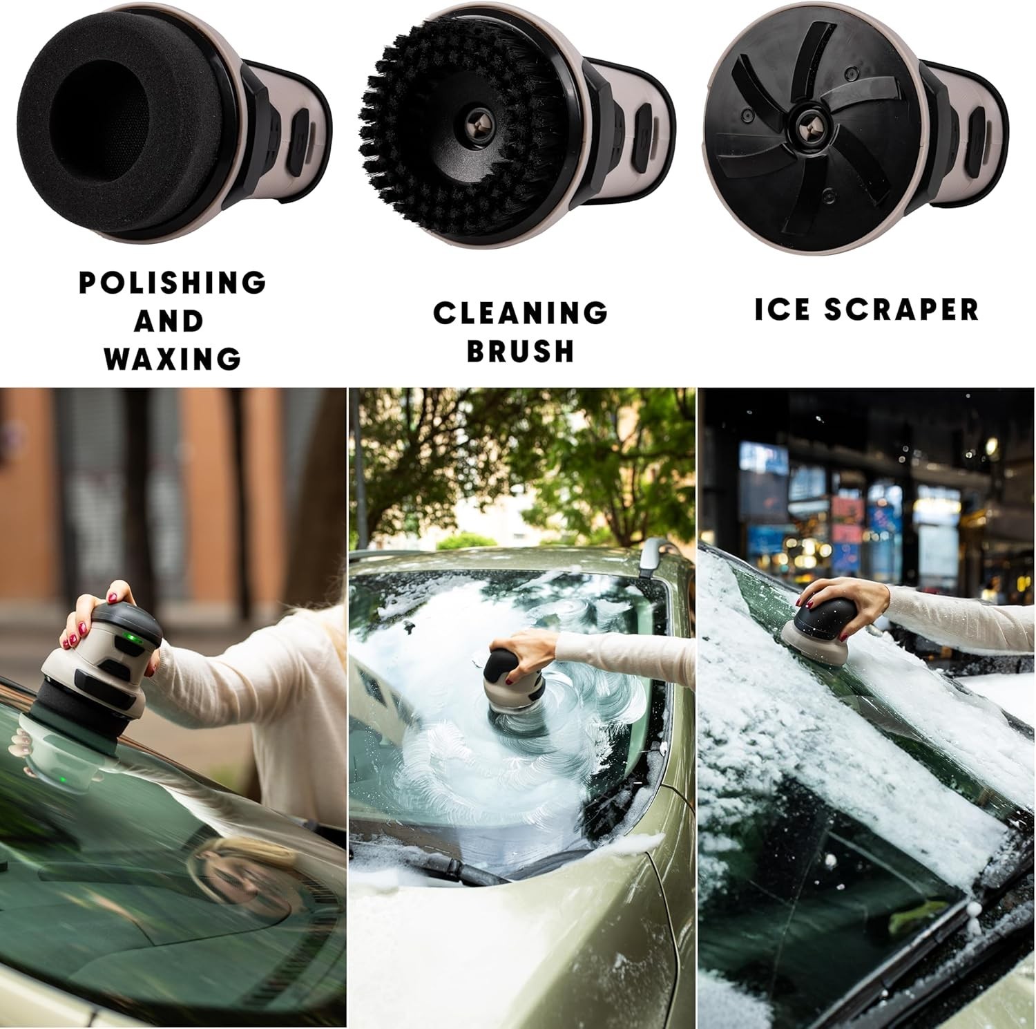 Electric Ice Scraper 3-in-1 Rechargeable Windshield Snow Brush 2 Pack
