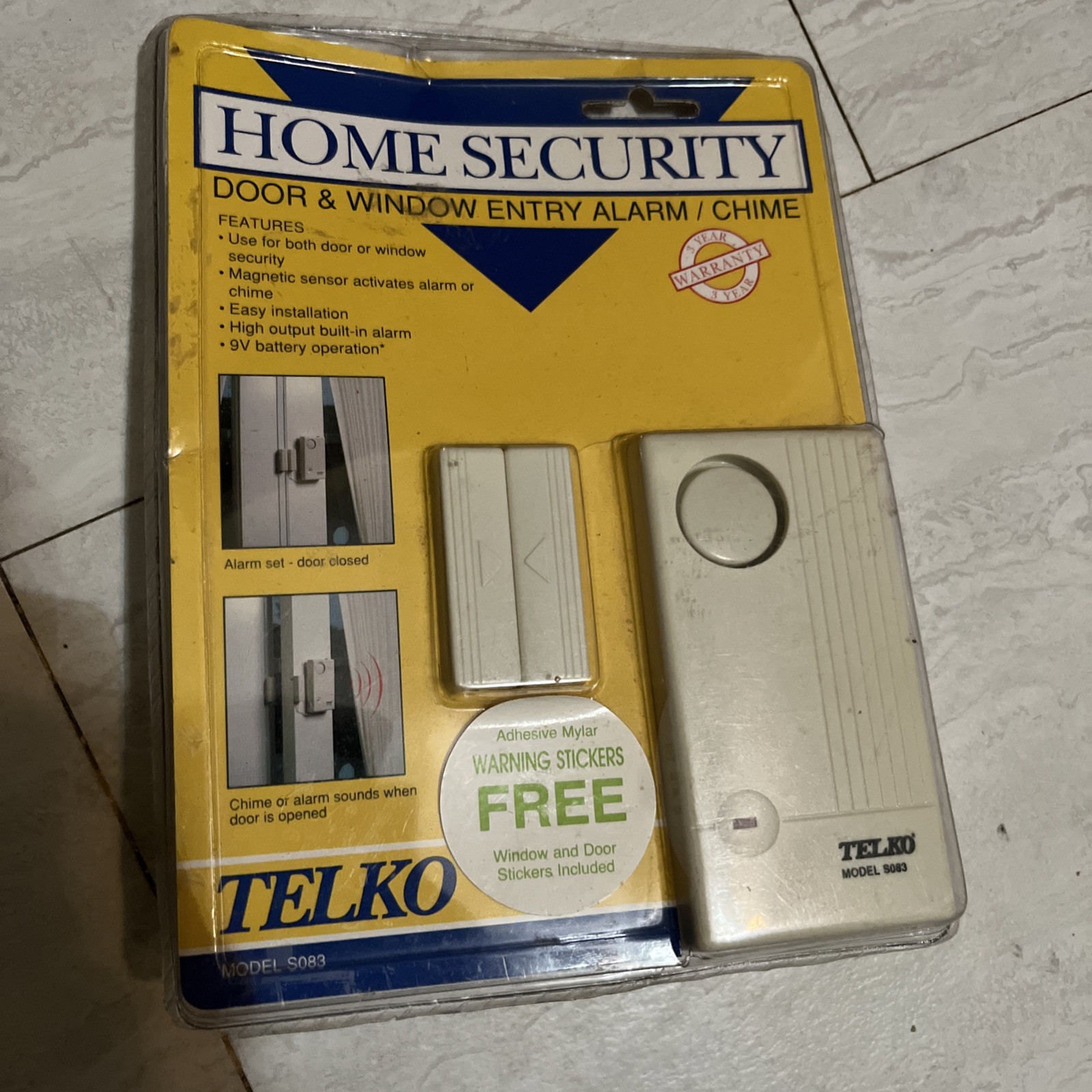 Vintage TechKo S083 Home Security Door Window Entry 120db Alarm Chime ~ New