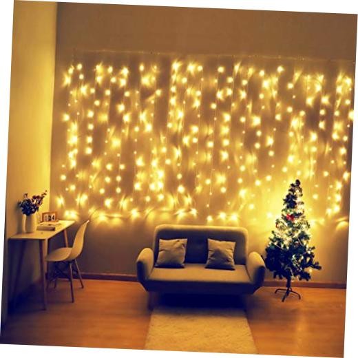 Curtain Lights Plug in, 13FT*6.5FT Window Icicle Lights, Warm White | 8 Modes