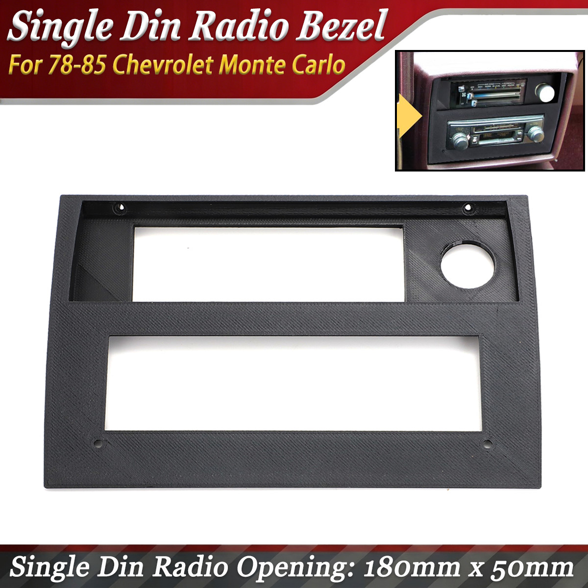 For 1978-1985 Chevy Monte Carlo Single Din Dash Radio Bezel Bracket 180mm x 50mm