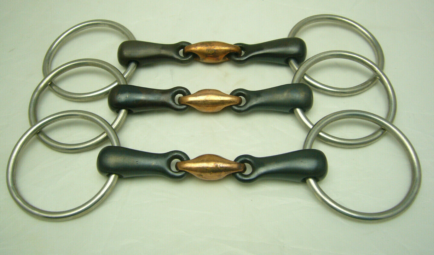 3x Training Bit Water Snaffle Double Broken Iron / Copper 11.5cm No.439
