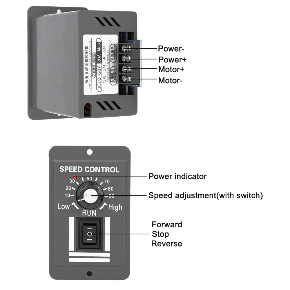 PWM DC Motor Speed Controller 12V~48V Variable Speed Switch Reverse NEW