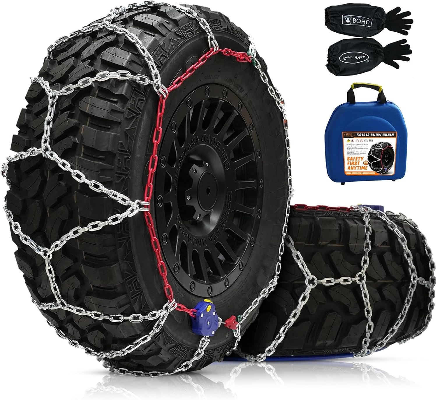 DEDC KS1618 AUTO-LOCK SNOW TIRE CHAINS 4.5MM FOR PICKUP TRUCKS AND SUV - NEW