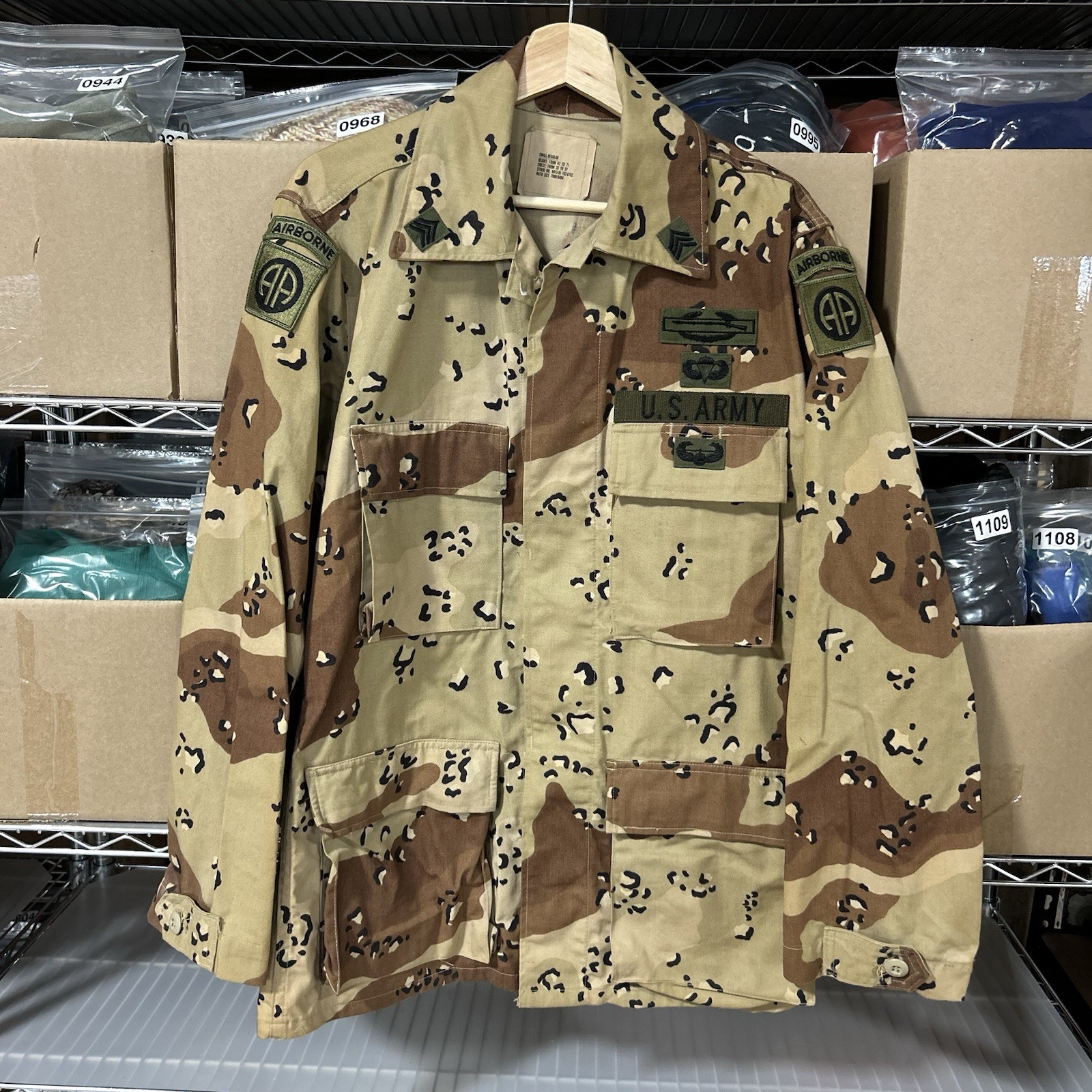 VTG US ARMY DESERT STORM CAMO CHOCOLATE CHIP COMBAT JACKET SMALL Airborne BDU