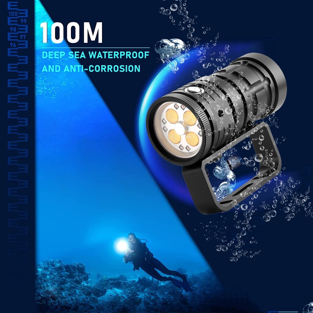 500000LM Diving Flashlight Led Underwater Camera Diving Photography Lighting