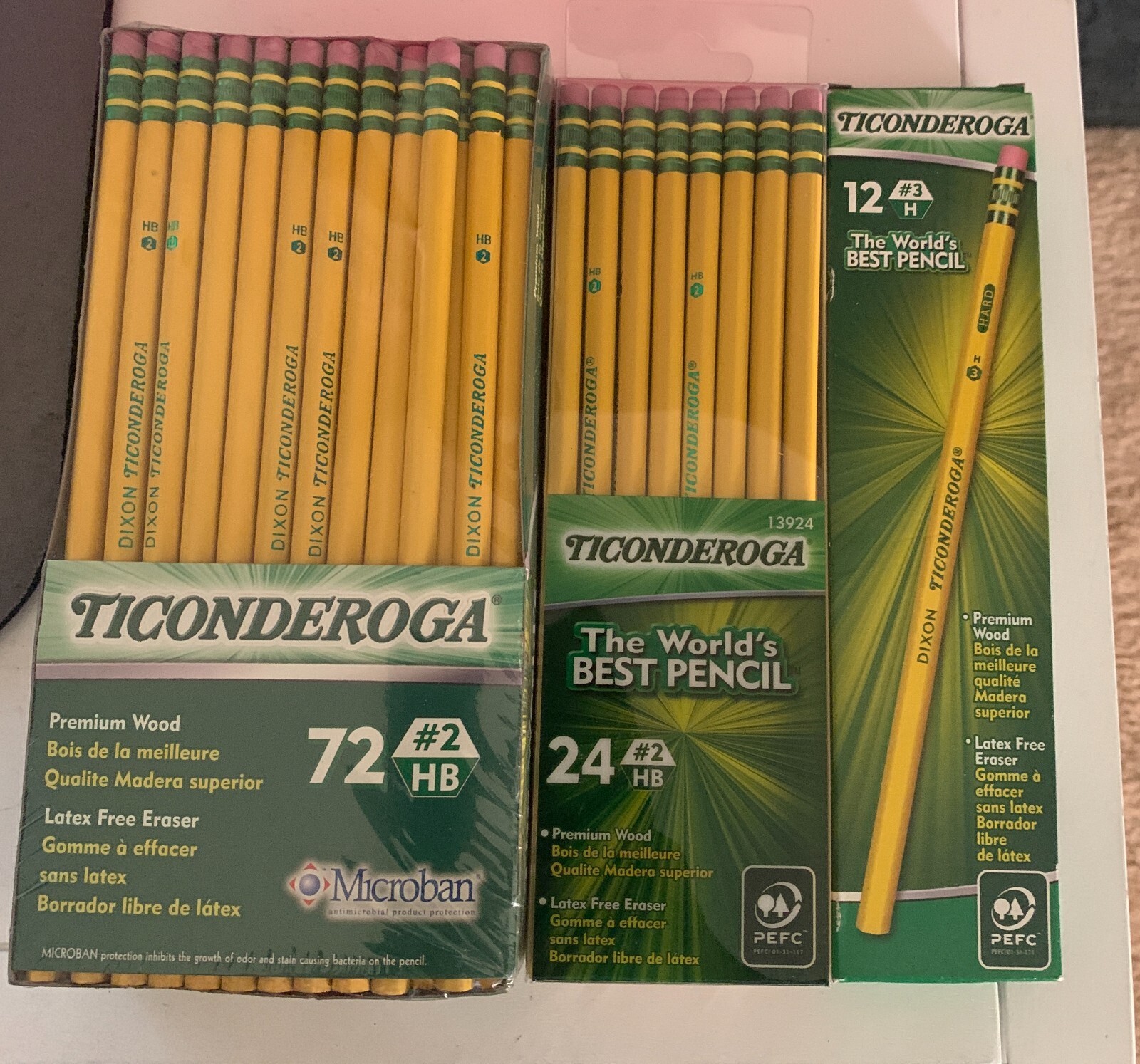 School supplies pencils/color/refill, erasers, folders, index cards, sharpeners