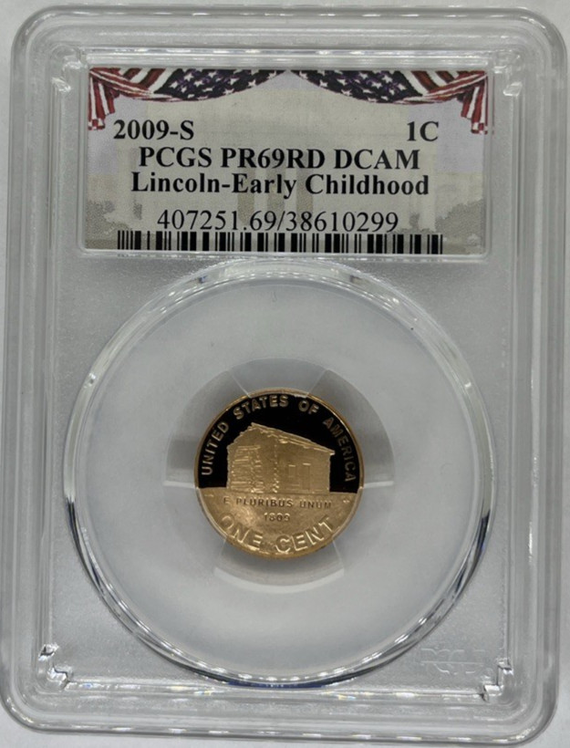 2009-S PCGS PR69RD DCAM, Lincoln Penny - “Early Childhood”, American Draped Flag