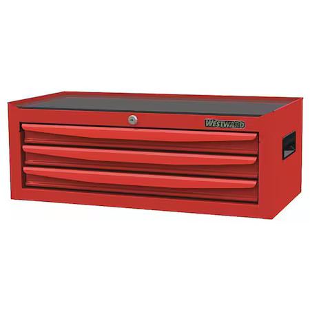 Westward 48Rj72 Westward Intermediate Chest, 3-Drawers, Powder Coated Red,