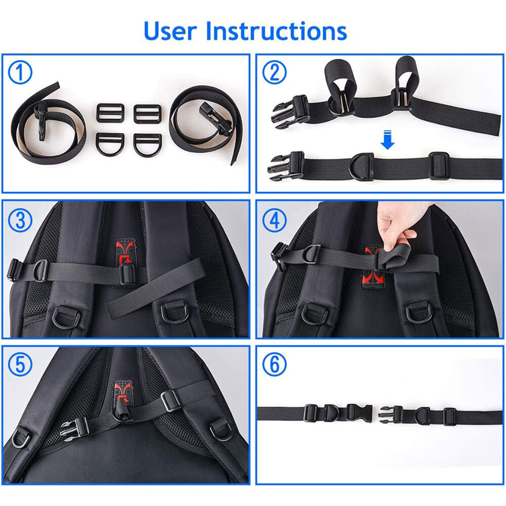 2PCS Adjustable Nylon Webbing Sternum Strap Backpack chest Harness Zipper Pulls