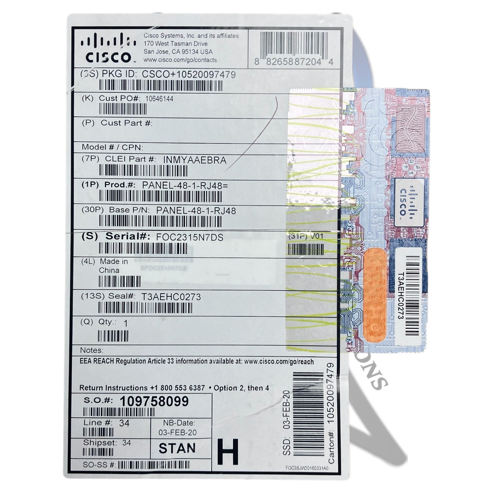 Cisco, PANEL-48-1-RJ48, INMYAAEBRA, Patch Panel, *Alex825*