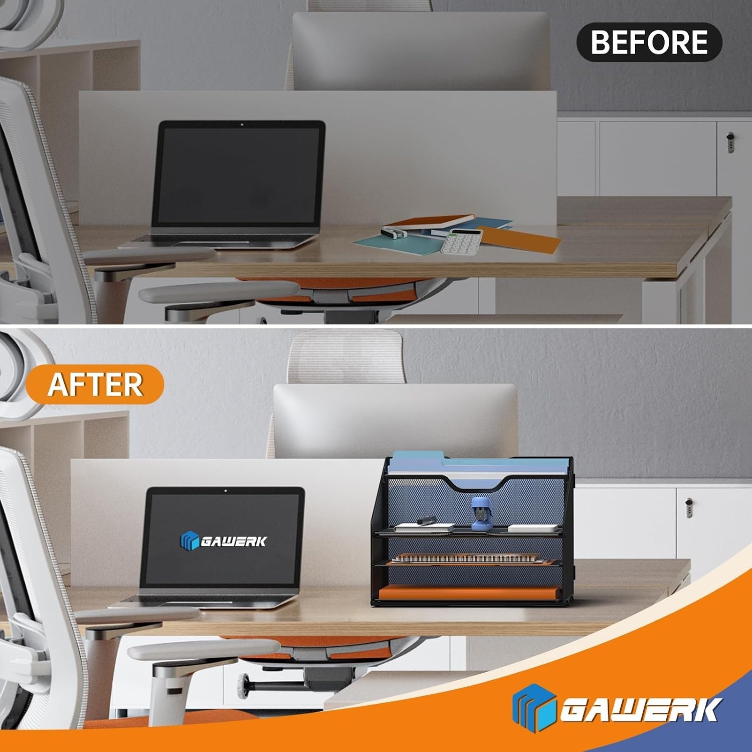 Stylish Metal Desk File Organizer with 5 Compartments for Efficient Storage
